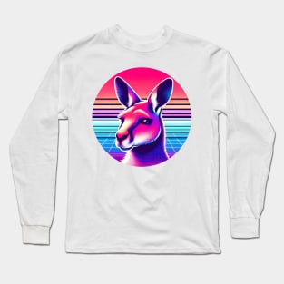 Outback Synth - Kangaroo Vaporwave Long Sleeve T-Shirt